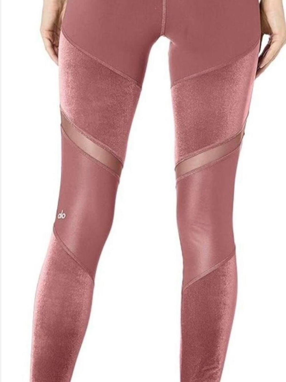 ALO Yoga Velvet-Panel Leggings in Rose